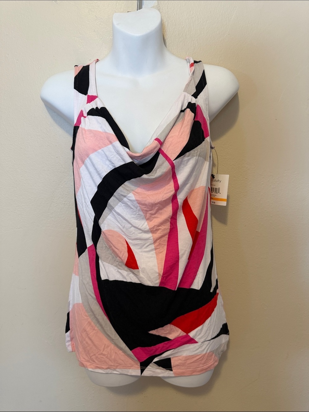 Relativity Abstract Cowl Tank - Pink, Black & Red